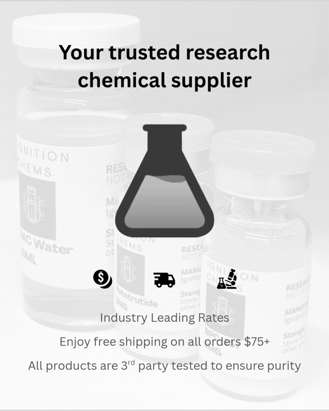 Ignition Chems is a chemical supplier that sells sarms, peptides and other compounds for your research needs. All of our products are lab tested to ensure identity, purity and, concentration.