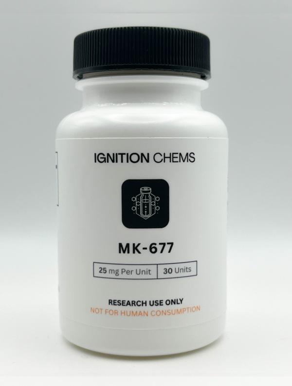 High purity 25mg mk677 capsules for research use only sold by Ignition Chems